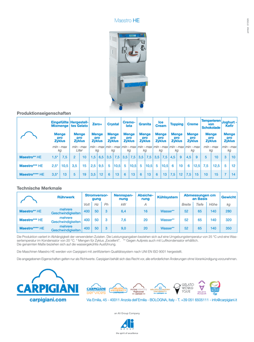 Carpigiani Maestro HE: Masterclass per gelato e pasticceria - krae - shop.com