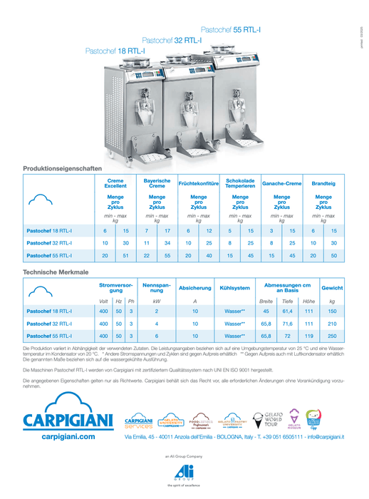 Carpigiani Pastochef RTL - I: il vostro cuocicrema di precisione con inverter - krae - shop.com
