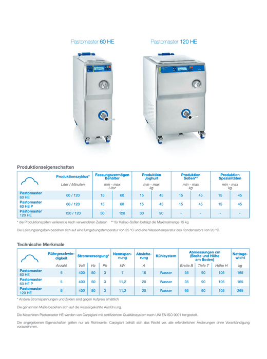 Carpigiani Pastomaster HE: il vostro pastorizzatore efficiente per la miscela top - ice cream - krae - shop.com