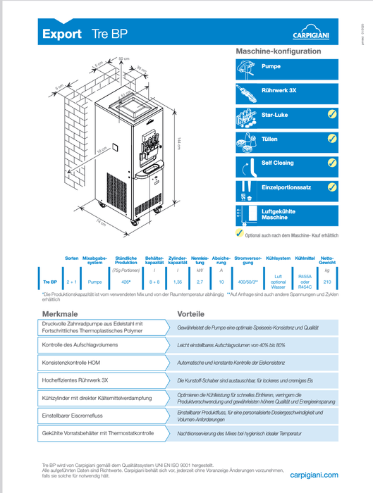 Carpigiani Tre BP Export: La tua macchina per gelato soft al top per prezzo - prestazioni - krae - shop.com