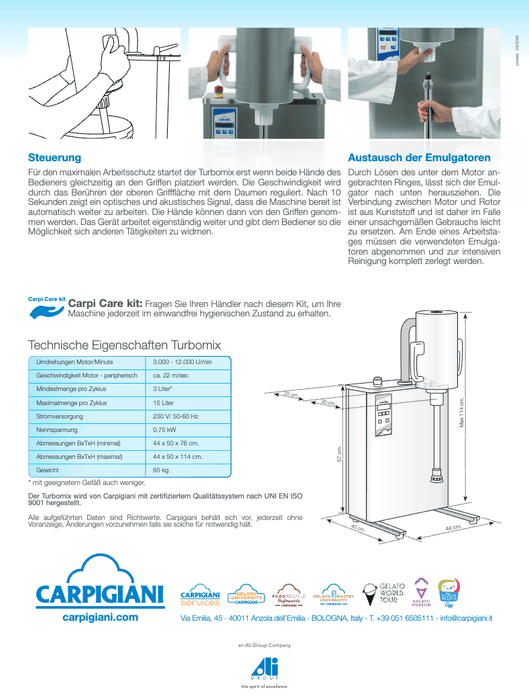 Carpigiani Turbomix: il vostro mixer ed emulsionatore professionale per miscele di gelato perfette - krae - shop.com